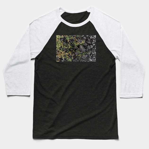 Green Grass Growing On Black Stones - Alternative Baseball T-Shirt by textural